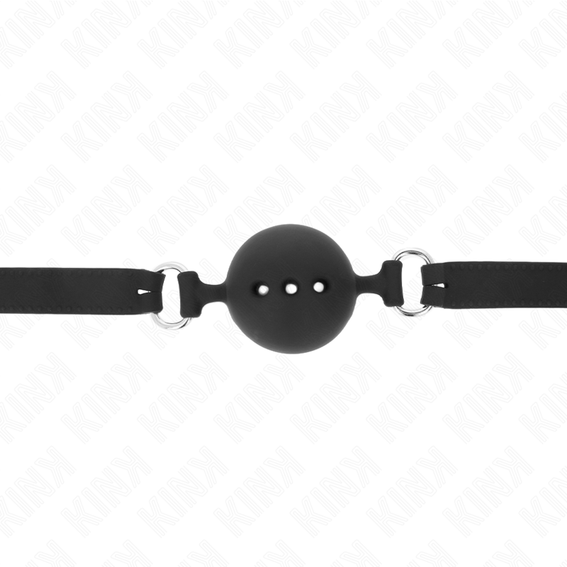 KINK - FULL SILICONE GAG 55 x 2 CM WITH 4.5 CM BALL SIZE M BLACK ADJUSTABLE 35-51 CM - Amore24