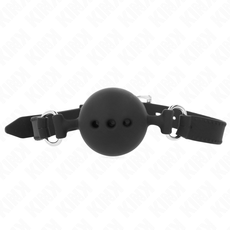 KINK - FULL SILICONE GAG 55 x 2 CM WITH 4.5 CM BALL SIZE M BLACK ADJUSTABLE 35-51 CM - Amore24