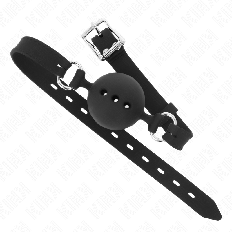 KINK - FULL SILICONE GAG 55 x 2 CM WITH 4.5 CM BALL SIZE M BLACK ADJUSTABLE 35-51 CM - Amore24