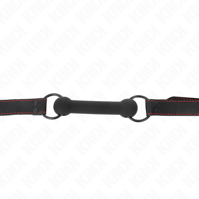 KINK - BONE GAG WITH LEATHERETTE STRAP BLACK ADJUSTABLE 41-57 CM - Amore24