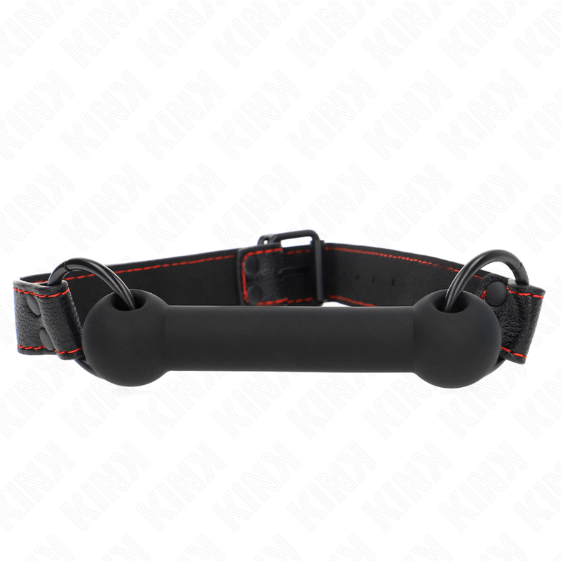 KINK - BONE GAG WITH LEATHERETTE STRAP BLACK ADJUSTABLE 41-57 CM - Amore24