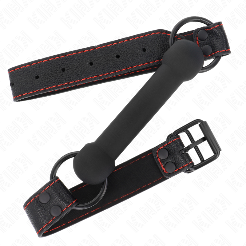 KINK - BONE GAG WITH LEATHERETTE STRAP BLACK ADJUSTABLE 41-57 CM - Amore24