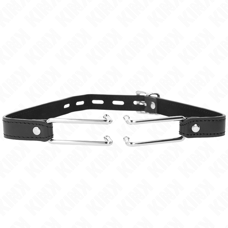 KINK - METAL HOOK GAG 11.5 CM WITH LEATHERETTE STRAP ADJUSTABLE 39-58 CM X 2 CM - Amore24