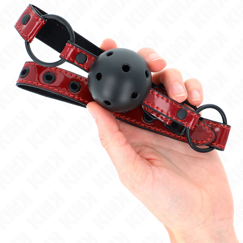 KINK - SHINY LEATHERETTE BALL 4.5 CM GAG 63.5 X 2 CM ADJUSTABLE 41 X 59 CM - Amore24