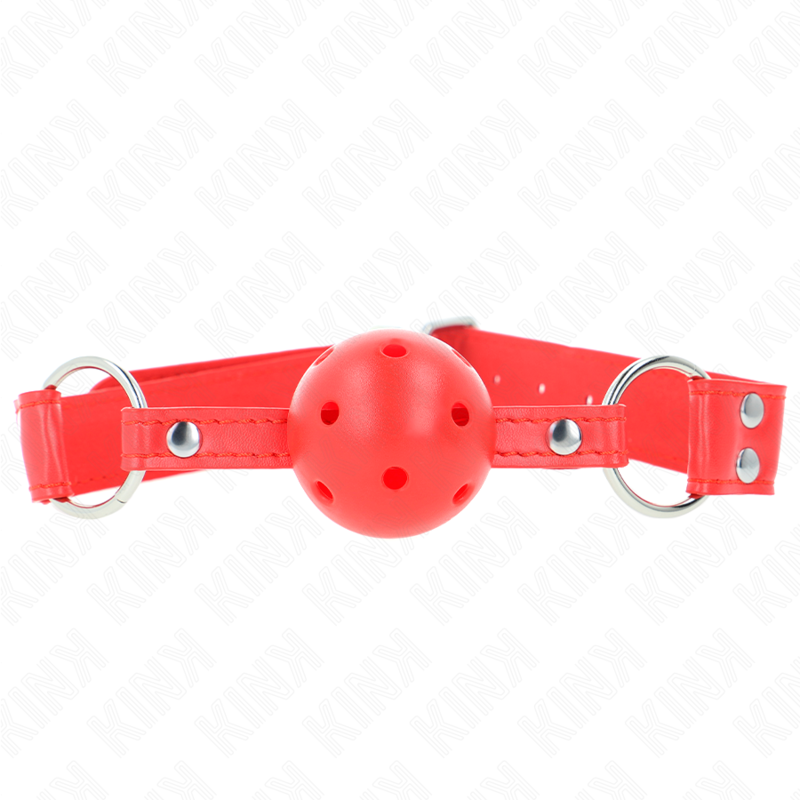 KINK - COMPLETE RED HOLLOW HARD BALL GAG 62 x 2 CM - Amore24