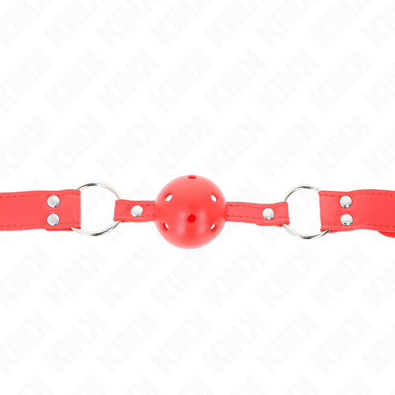 KINK - COMPLETE RED HOLLOW HARD BALL GAG 62 x 2 CM - Amore24