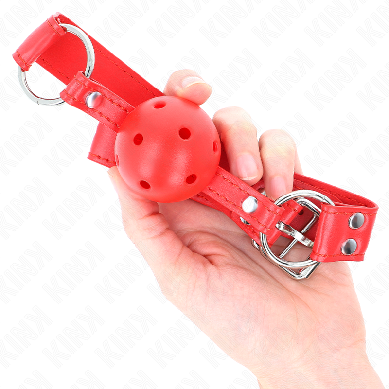 KINK - COMPLETE RED HOLLOW HARD BALL GAG 62 x 2 CM - Amore24