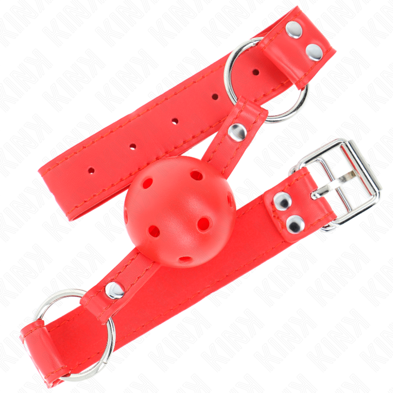 KINK - COMPLETE RED HOLLOW HARD BALL GAG 62 x 2 CM - Amore24