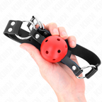 KINK - BREATHABLE BALL 4 CM GAG WITH DOUBLE RIVET RED 62.5 x 2.5 CM ADJUSTABLE 42-58 CM - Amore24