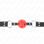KINK - BREATHABLE BALL 4 CM GAG WITH DOUBLE RIVET RED 62.5 x 2.5 CM ADJUSTABLE 42-58 CM - Amore24