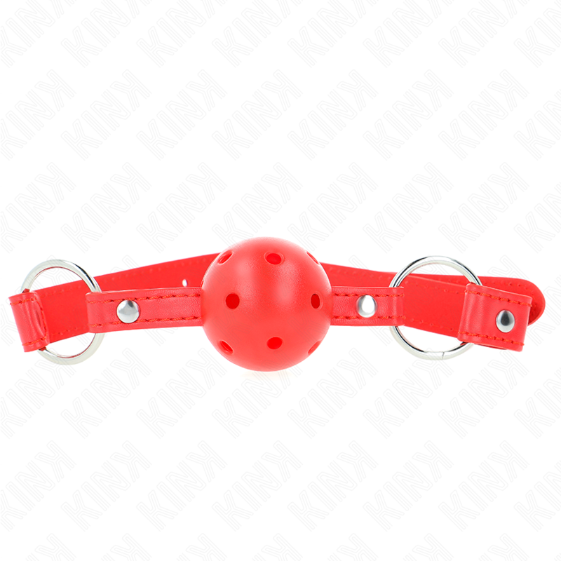 KINK - BREATHABLE BALL 4 CM GAG WITH DOUBLE RIVET MODEL 1 RED 62.5 x 2.5 CM ADJUSTABLE 42-58 CM - Amore24