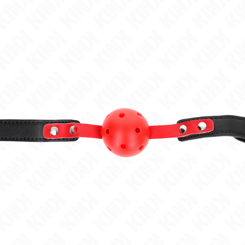 KINK - RED HOLLOW HARD BALL 4 CM GAG BLACK STRAP 60 x 2 CM ADJUSTABLE 37-52 CM - Amore24