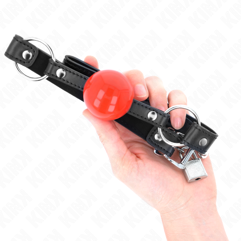 KINK - BALL 4 CM GAG WITH LOCK RED BALL BLACK STRAP 60 x 2 CM - Amore24