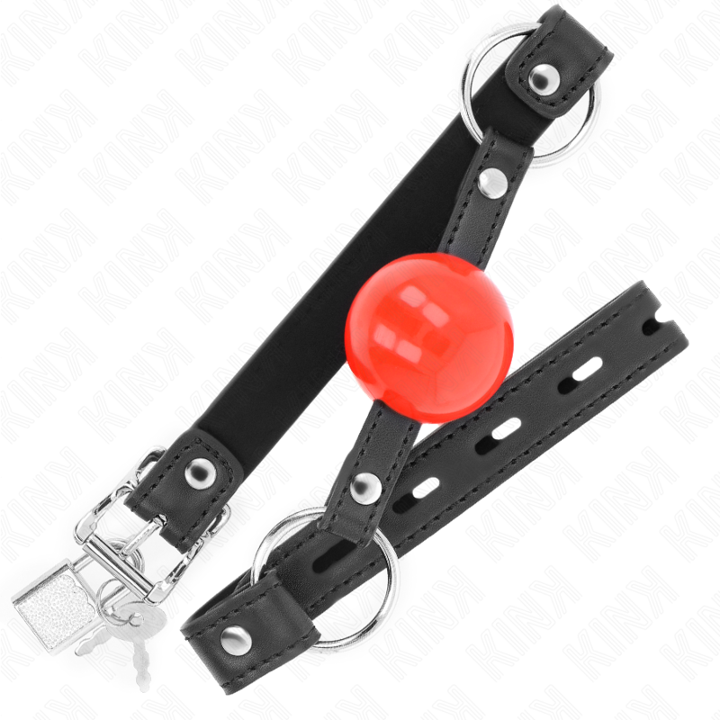 KINK - BALL 4 CM GAG WITH LOCK RED BALL BLACK STRAP 60 x 2 CM - Amore24