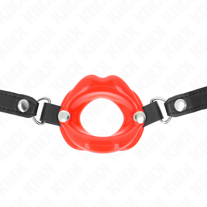 KINK - LIP 8 CM GAG WITH RED LEATHERETTE STRAP 63 x 2 CM ADJUSTABLE 39-58 CM - Amore24
