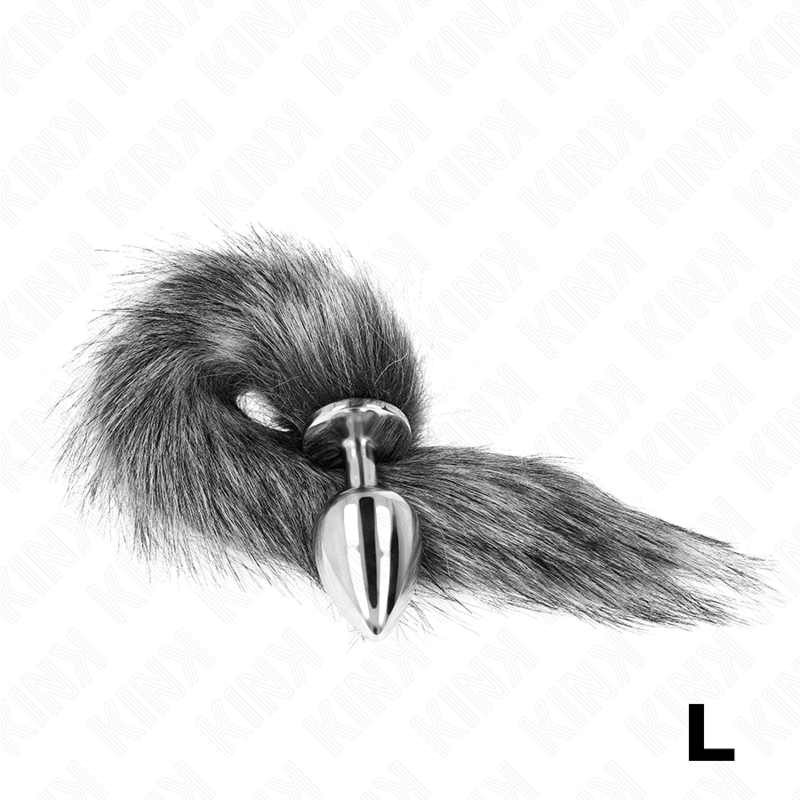 KINK - ANAL PLUG SIZE L 10 X 4 CM WITH SYNTHETIC TAIL 40 CM GREY - Amore24