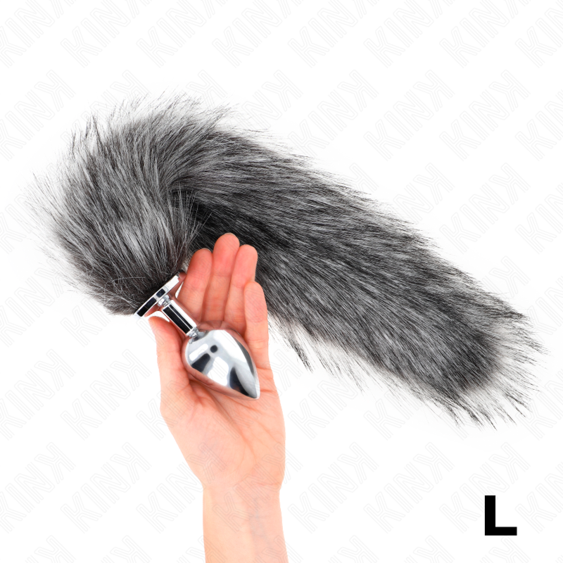 KINK - ANAL PLUG SIZE L 10 X 4 CM WITH SYNTHETIC TAIL 40 CM GREY - Amore24