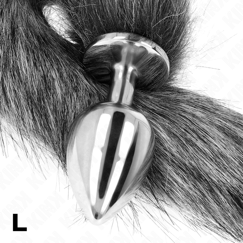 KINK - ANAL PLUG SIZE L 10 X 4 CM WITH SYNTHETIC TAIL 40 CM GREY - Amore24