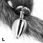 KINK - ANAL PLUG SIZE L 10 X 4 CM WITH SYNTHETIC TAIL 40 CM GREY - Amore24