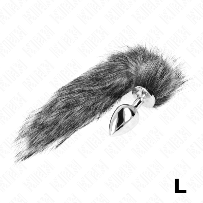 KINK - ANAL PLUG SIZE L 10 X 4 CM WITH SYNTHETIC TAIL 40 CM GREY - Amore24