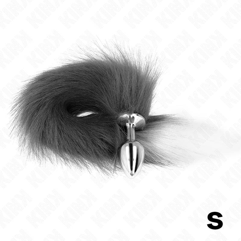 KINK - ANAL PLUG SIZE S 7 X 3 CM WITH SYNTHETIC TAIL 40 CM GREY AND WHITE - Amore24