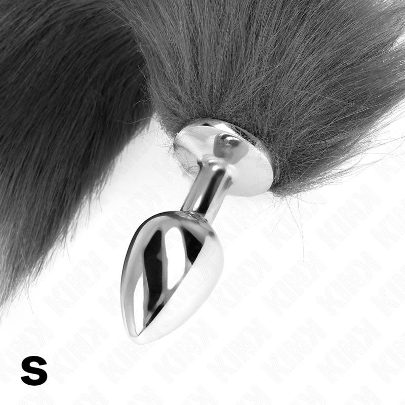 KINK - ANAL PLUG SIZE S 7 X 3 CM WITH SYNTHETIC TAIL 40 CM GREY AND WHITE - Amore24