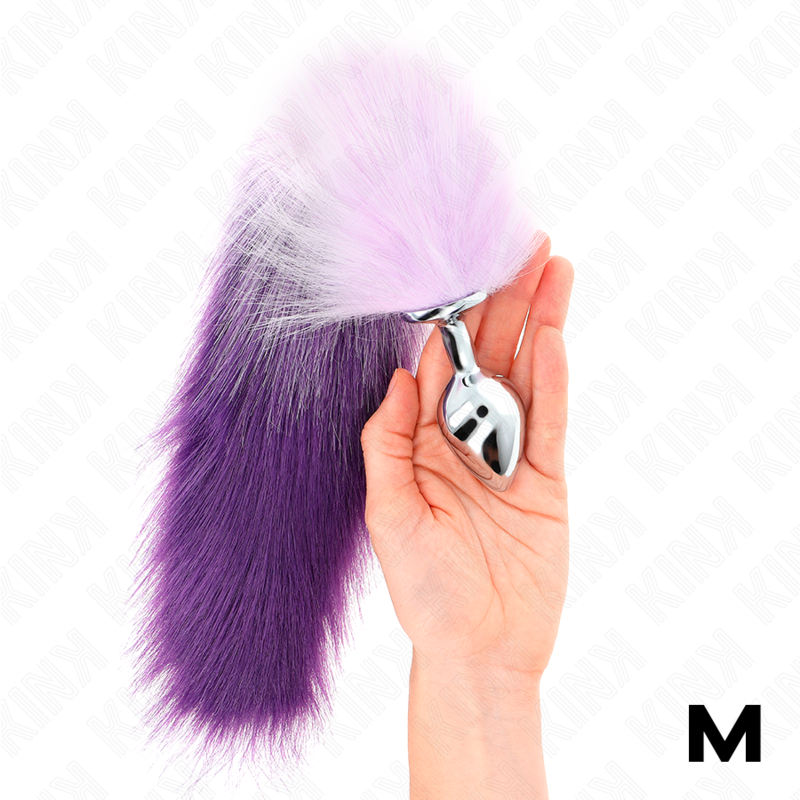 KINK - ANAL PLUG SIZE M 8 X 3.5 CM WITH SYNTHETIC TAIL 40 CM PURPLE - Amore24