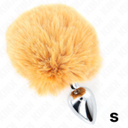 KINK - STAINLESS STEEL PLUG 7 x 3 CM WITH BEIGE FAUX FUR RABBIT TAIL 8 CM - Amore24
