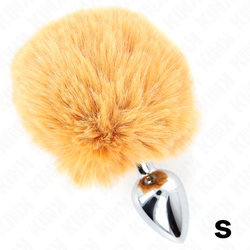 KINK - STAINLESS STEEL PLUG 7 x 3 CM WITH BEIGE FAUX FUR RABBIT TAIL 8 CM - Amore24