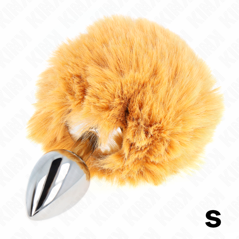 KINK - STAINLESS STEEL PLUG 7 x 3 CM WITH BEIGE FAUX FUR RABBIT TAIL 8 CM - Amore24