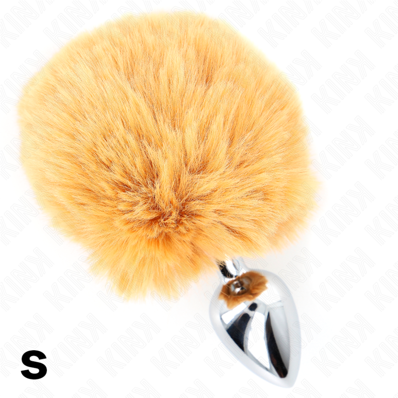 KINK - STAINLESS STEEL PLUG 7 x 3 CM WITH BEIGE FAUX FUR RABBIT TAIL 8 CM - Amore24