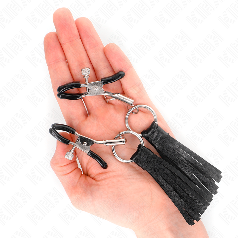 KINK - LEATHERETTE TASSEL NIPPLE CLAMPS 6 CM - Amore24
