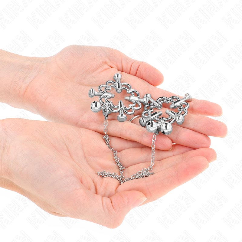 KINK - METAL FLOWER NIPPLE CLAMPS WITH CHAIN - Amore24