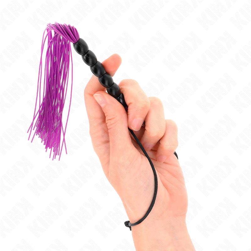 KINK - MINI SILICONE WHIP WITH 6 PURPLE BEADS 26 CM - Amore24