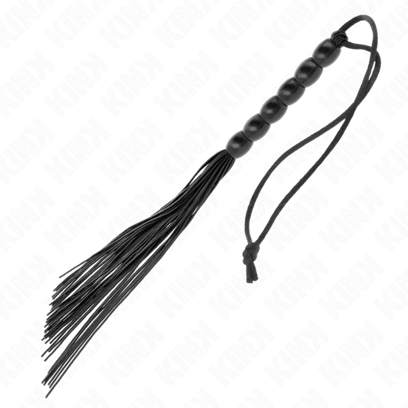 KINK - MINI SILICONE WHIP WITH 6 BLACK BEADS 26 CM - Amore24