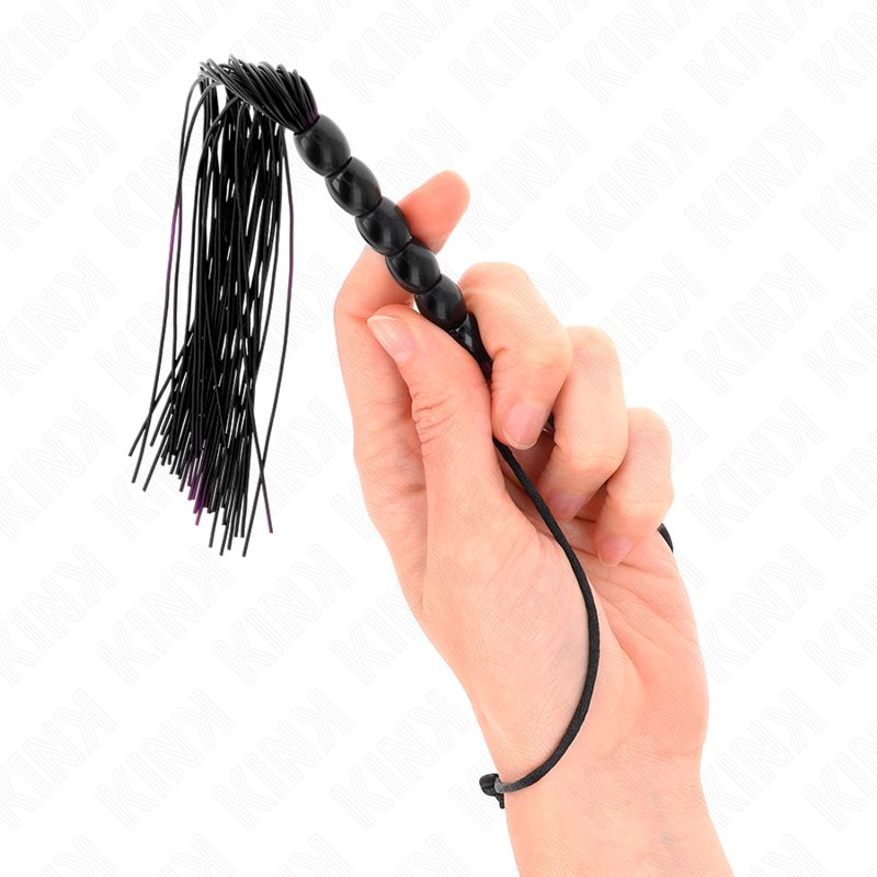 KINK - MINI SILICONE WHIP WITH 6 BLACK BEADS 26 CM - Amore24