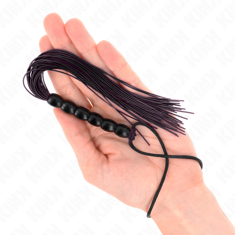 KINK - MINI SILICONE WHIP WITH 6 BLACK BEADS 26 CM - Amore24