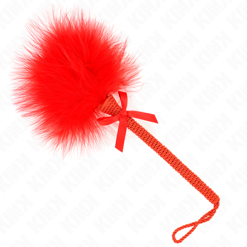 KINK - NYLON ROPE WAND WITH TICKLE FEATHERS AND RED BOW 25 CM - Amore24