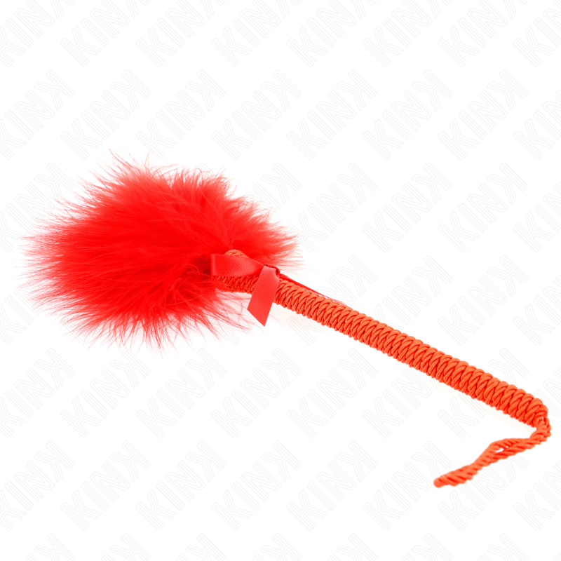 KINK - NYLON ROPE WAND WITH TICKLE FEATHERS AND RED BOW 25 CM - Amore24
