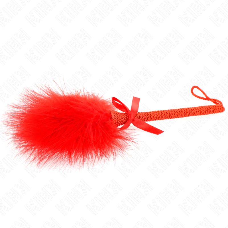 KINK - NYLON ROPE WAND WITH TICKLE FEATHERS AND RED BOW 25 CM - Amore24