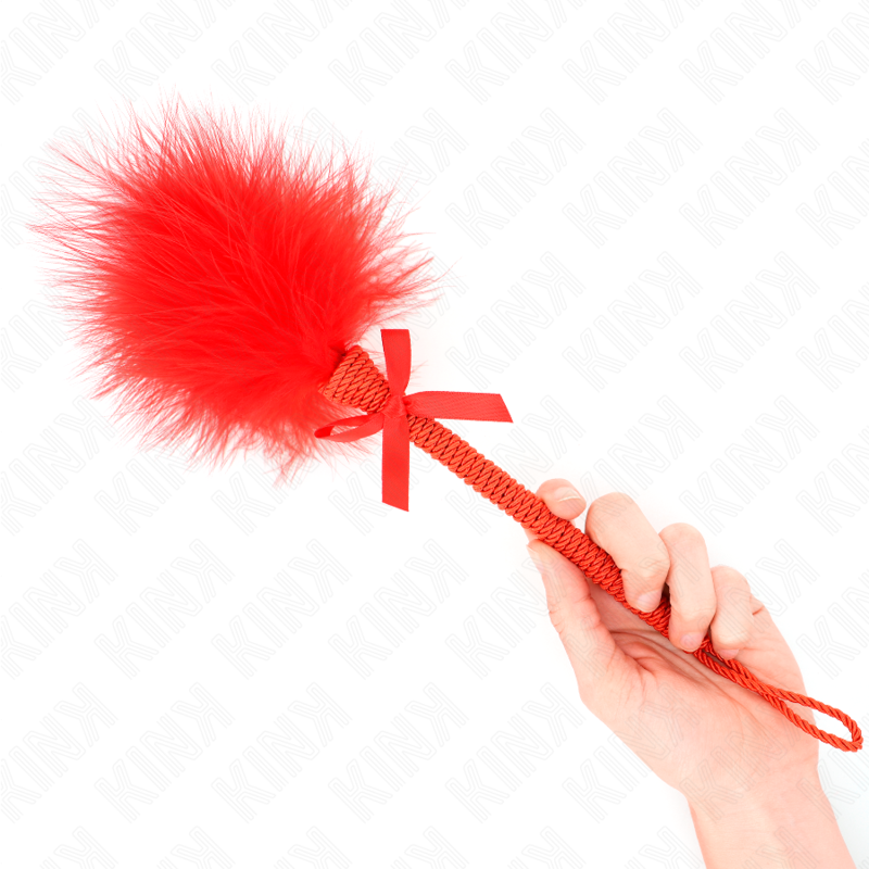 KINK - NYLON ROPE WAND WITH TICKLE FEATHERS AND RED BOW 25 CM - Amore24