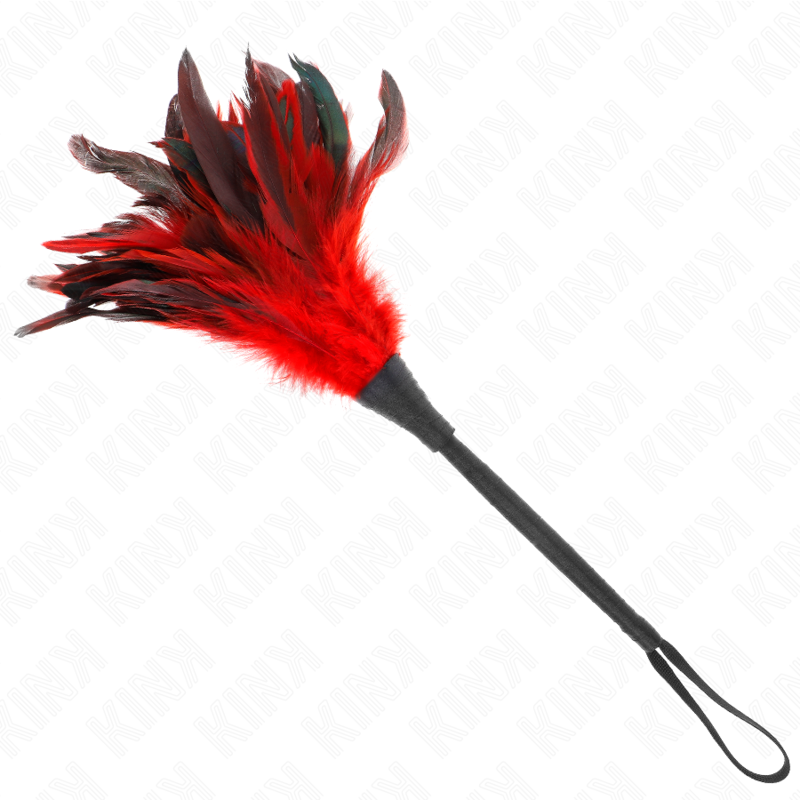 KINK - RED MAIDS HORN SHAPED TICKLE CHICKEN FEATHERS 36 CM - Amore24