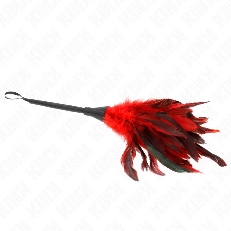 KINK - RED MAIDS HORN SHAPED TICKLE CHICKEN FEATHERS 36 CM - Amore24