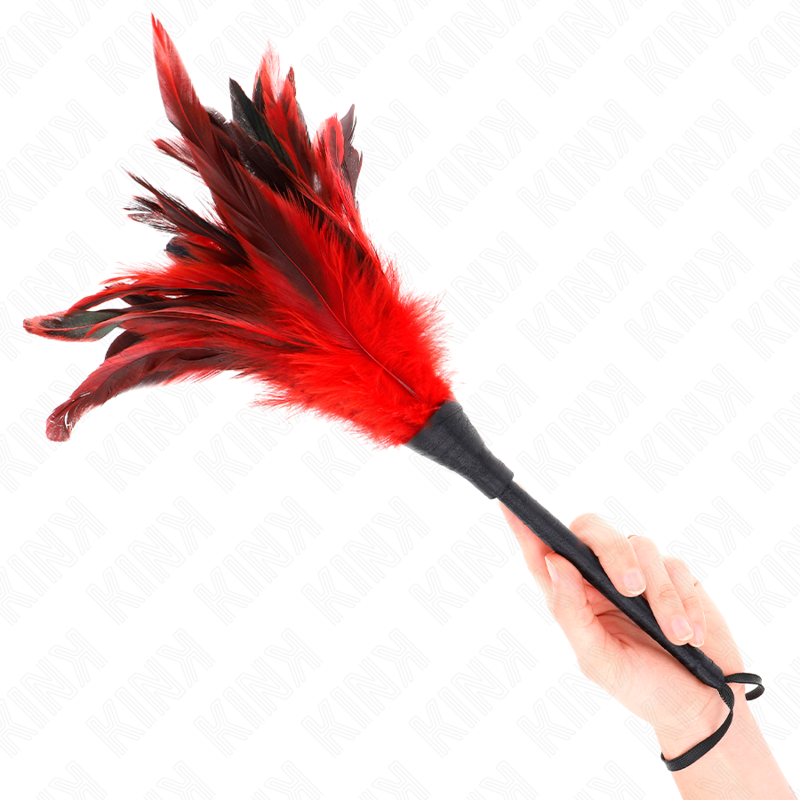 KINK - RED MAIDS HORN SHAPED TICKLE CHICKEN FEATHERS 36 CM - Amore24