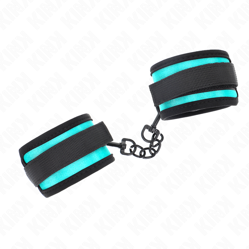 KINK - HOOK AND LOOP NYLON BIND WRIST RESTRAINTS BLACK-BLUE ADJUSTABLE 18-32 CM X 5 CM - Amore24