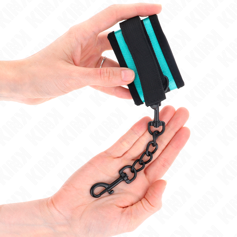 KINK - HOOK AND LOOP NYLON BIND WRIST RESTRAINTS BLACK-BLUE ADJUSTABLE 18-32 CM X 5 CM - Amore24