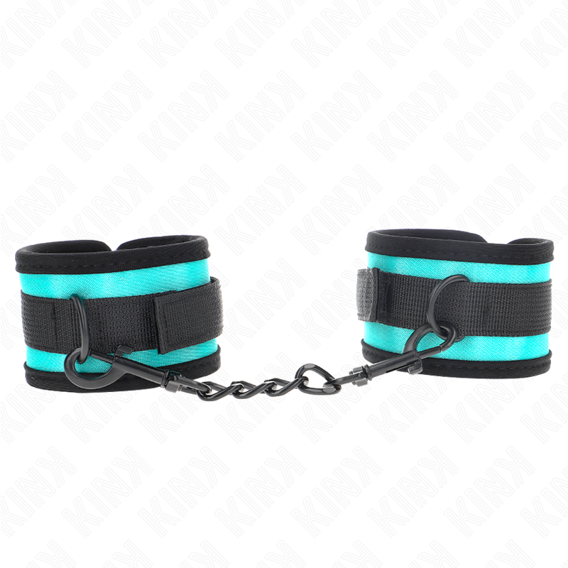KINK - HOOK AND LOOP NYLON BIND WRIST RESTRAINTS BLACK-BLUE ADJUSTABLE 18-32 CM X 5 CM - Amore24