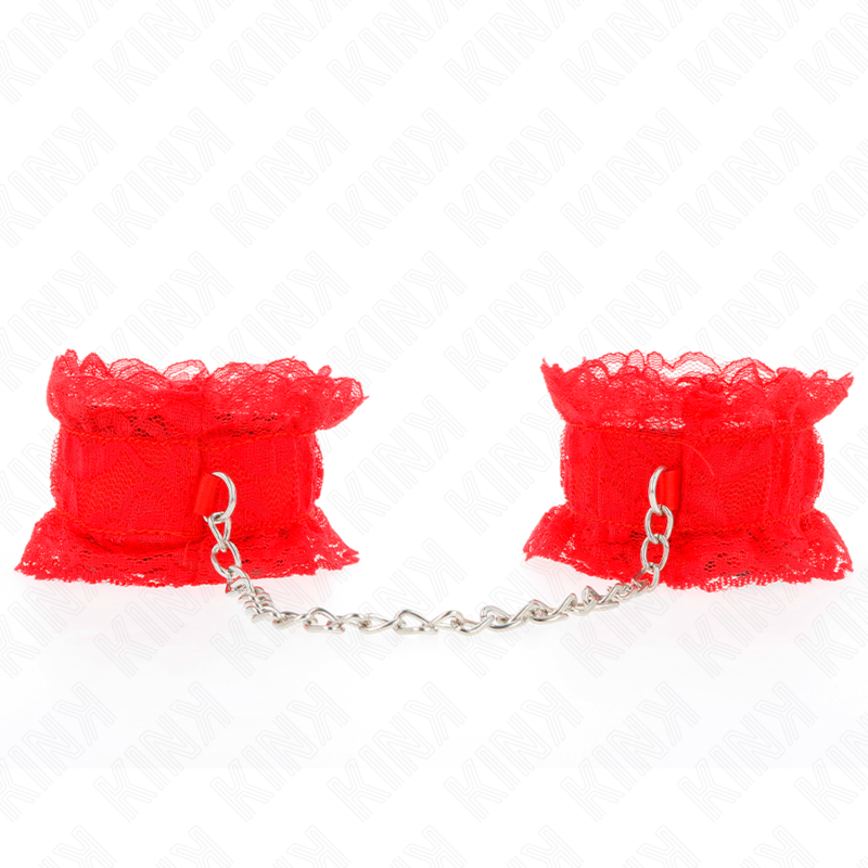 KINK - LACE ELASTIC WRIST RESTRAINTS RED - Amore24