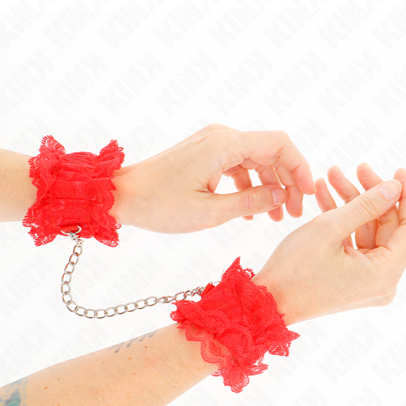 KINK - LACE ELASTIC WRIST RESTRAINTS RED - Amore24