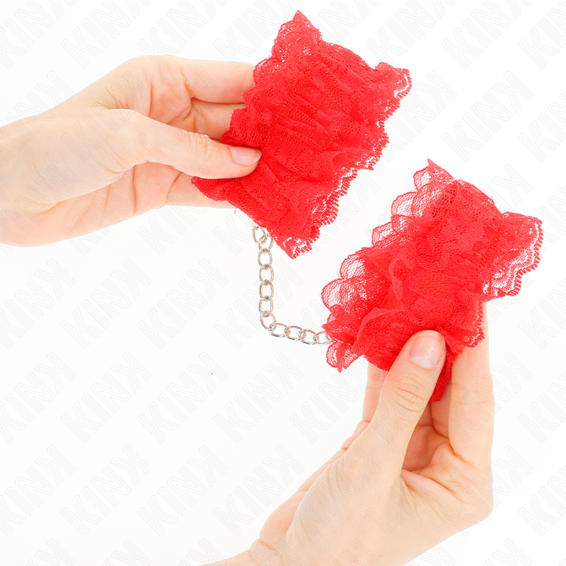 KINK - LACE ELASTIC WRIST RESTRAINTS RED - Amore24